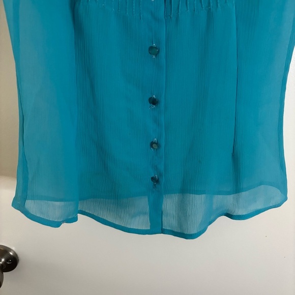 Sans Souci Vintage Inspired Turquoise Blouse - Picture 6 of 10